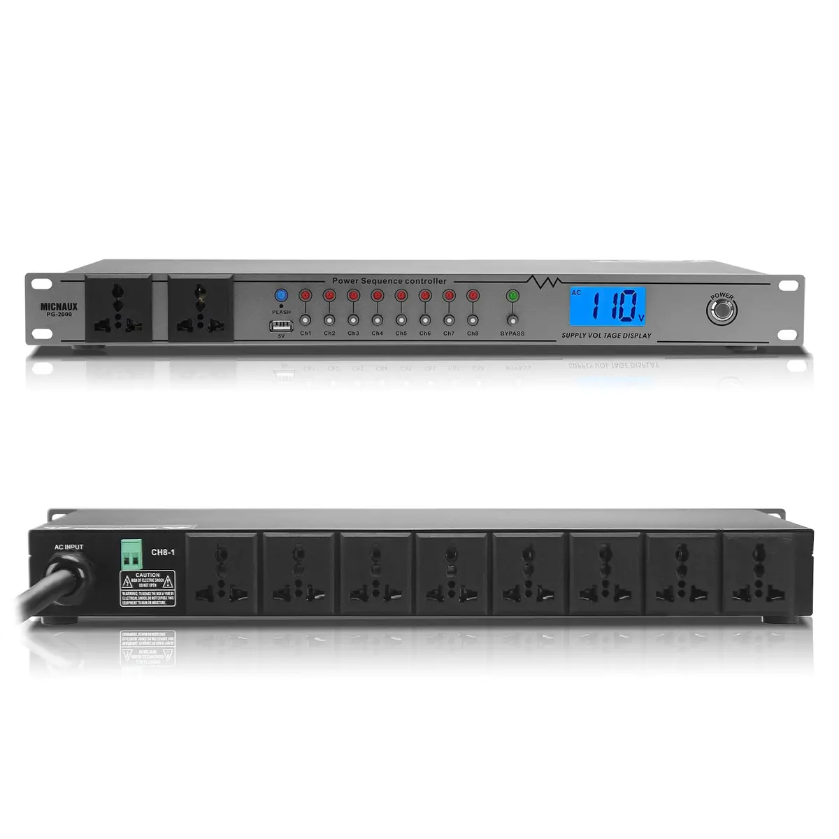 MICNAUX Rack Mount Power Conditioner 20A | 10 Outlets, Surge & Voltage Display, Global Voltage Compatibility - main product image