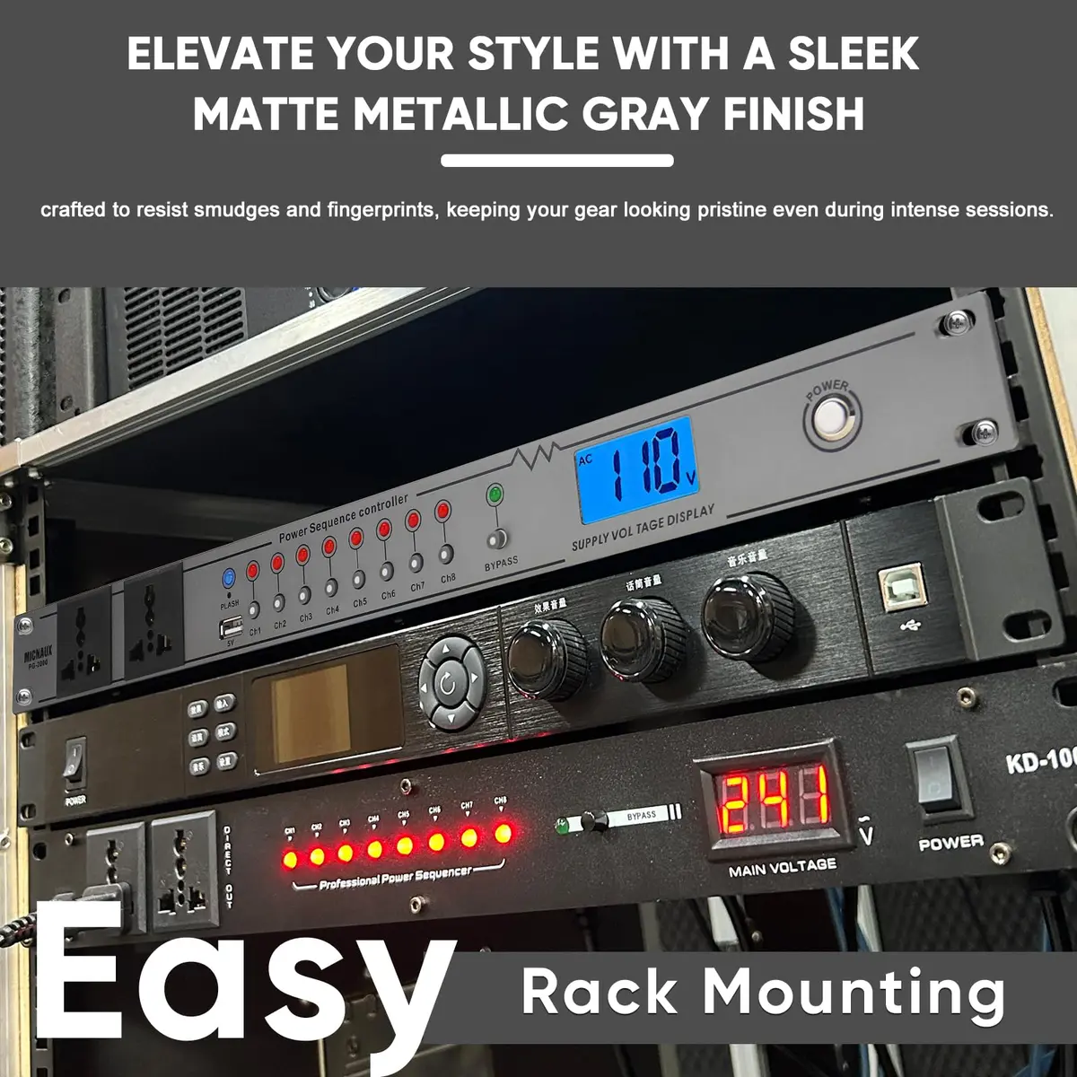 MICNAUX Rack Mount Power Conditioner 20A | 10 Outlets, Surge & Voltage Display, Global Voltage Compatibility - view 5