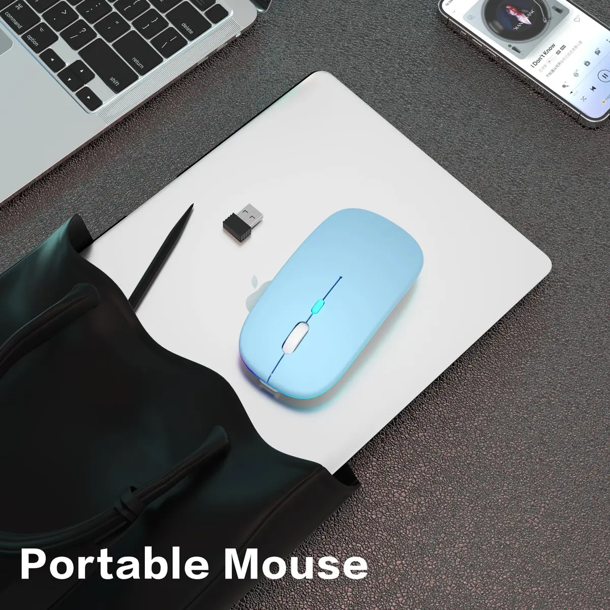 AIKOKOK Wireless Bluetooth Mouse, Rechargeable Dual Mode, Blue | Slim, Silent, Portable with LED Atmosphere - view 7