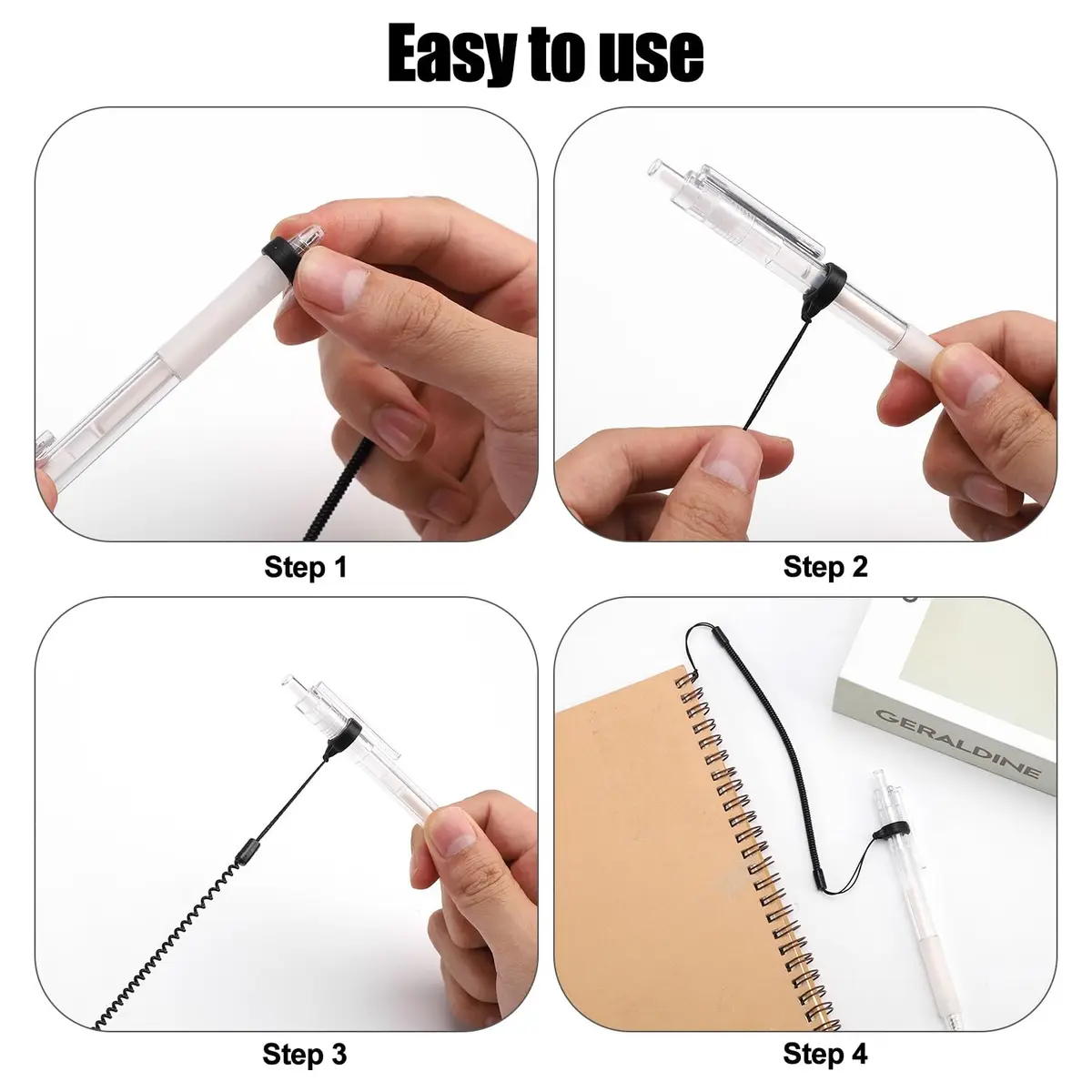 Tinoaly 10pcs Elastic Pen Lanyards with Silicone Rings 25cm (9.84 inch) | Secure Stylus Tether for Tablets - view 5