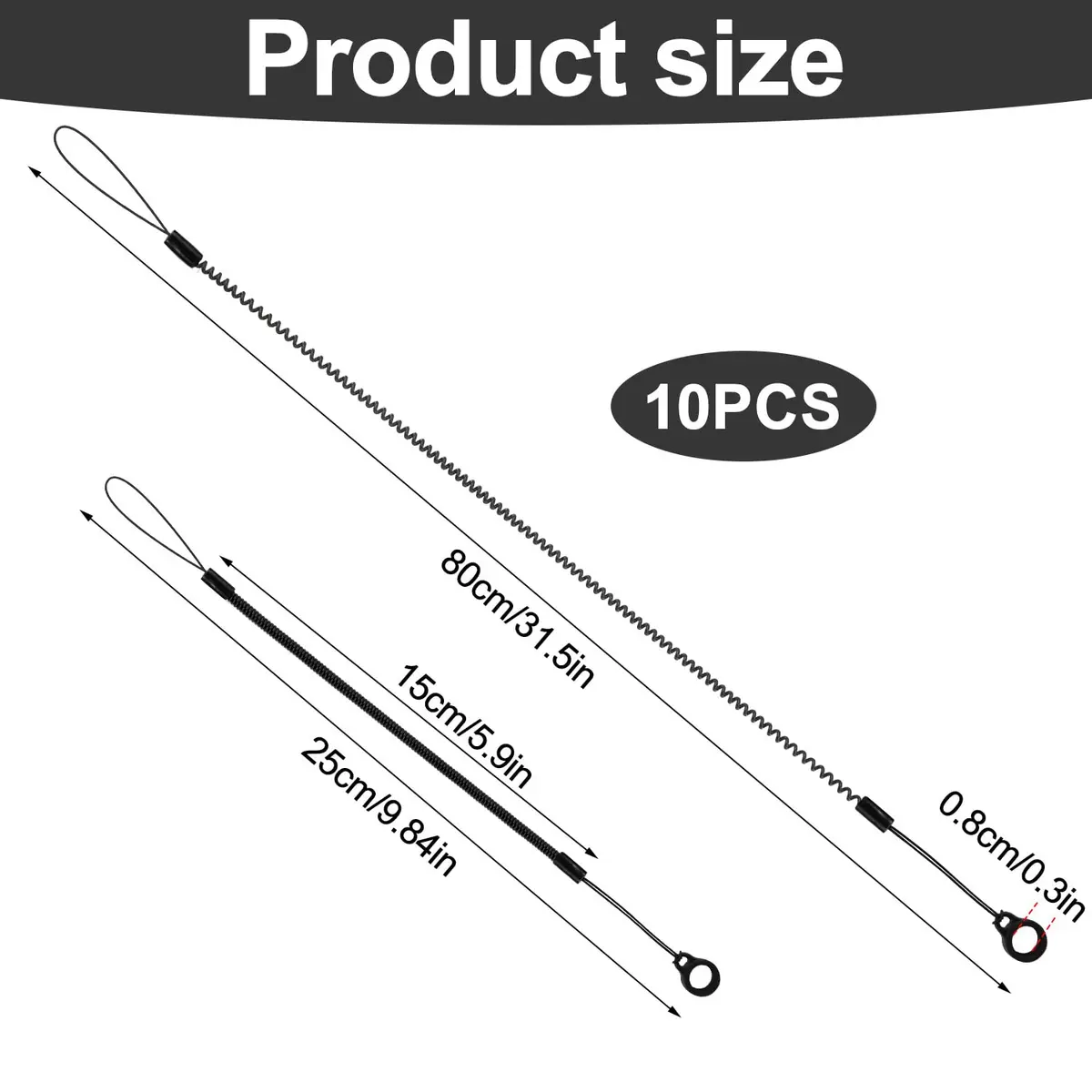 Tinoaly 10pcs Elastic Pen Lanyards with Silicone Rings 25cm (9.84 inch) | Secure Stylus Tether for Tablets - view 2