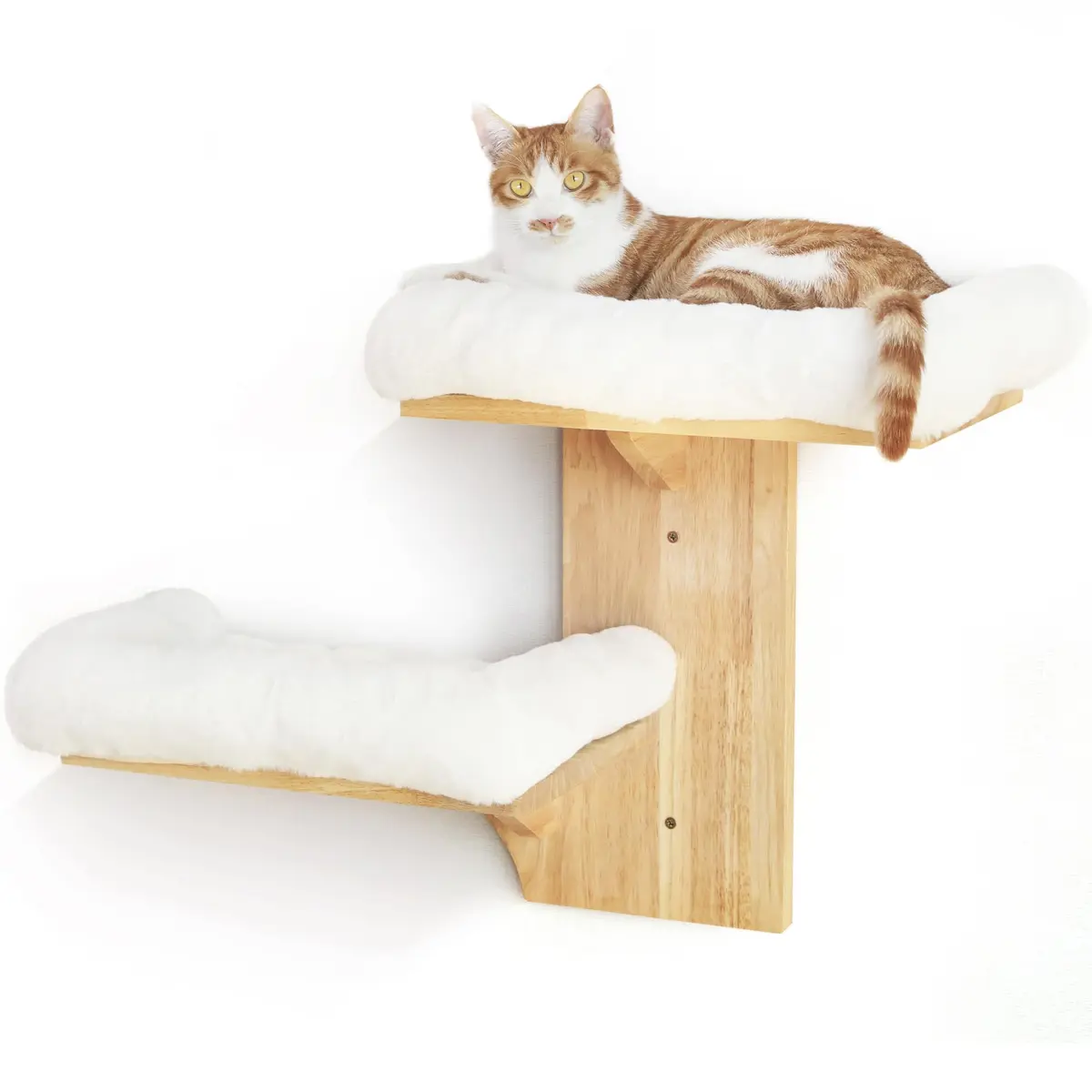 FUKUMARU Cat Wall Shelves 2 Platform with Soft Cushion Perch | Tree Shape Indoor Cat Furniture - main product image