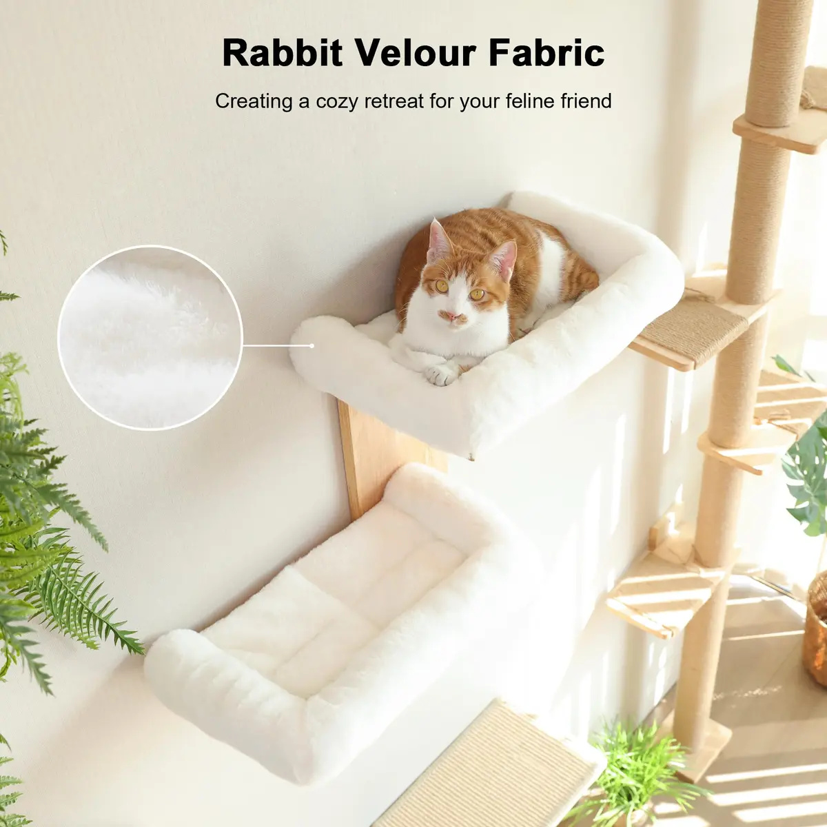 FUKUMARU Cat Wall Shelves 2 Platform with Soft Cushion Perch | Tree Shape Indoor Cat Furniture - view 2