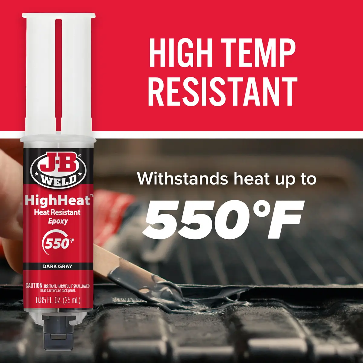 J-B Weld High Heat Syringe 25ml Dark Grey | Heat-Resistant Epoxy for Automotive & DIY Repairs - view 2