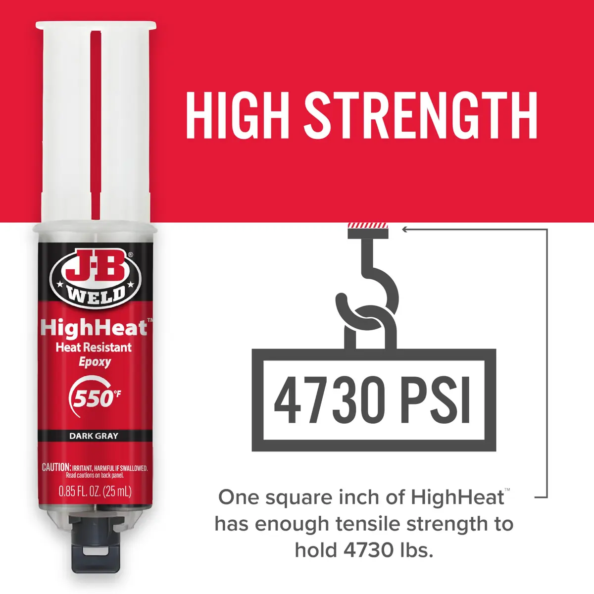 J-B Weld High Heat Syringe 25ml Dark Grey | Heat-Resistant Epoxy for Automotive & DIY Repairs - view 4