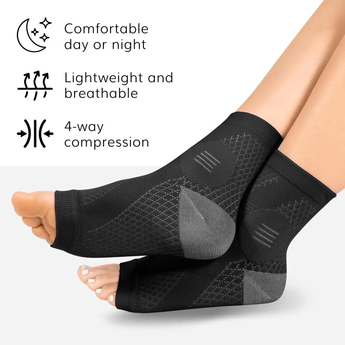 BraceAbility Large Black Neuropathy Socks - 3 Pairs | FDA Approved Medical Compression for Nerve Pain Relief - view 3