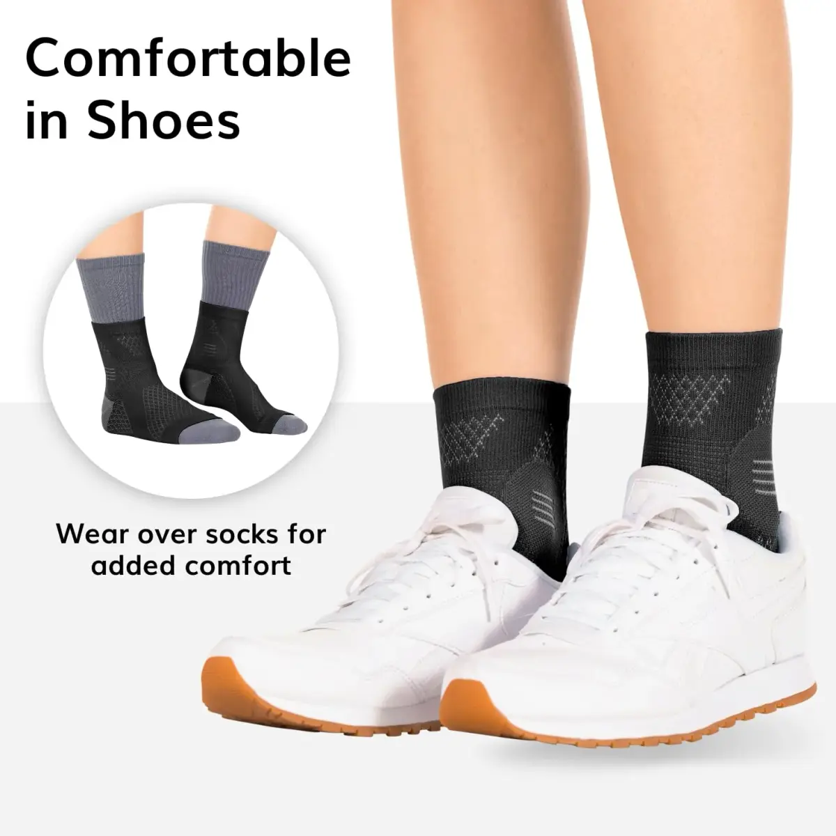 BraceAbility Neuropathy Socks (3 Pairs) - Small Black | Peripheral Compression Diabetic Toeless Foot Sleeves for Nerve Damage, Gout, Plantar Fasciitis Relief - view 5