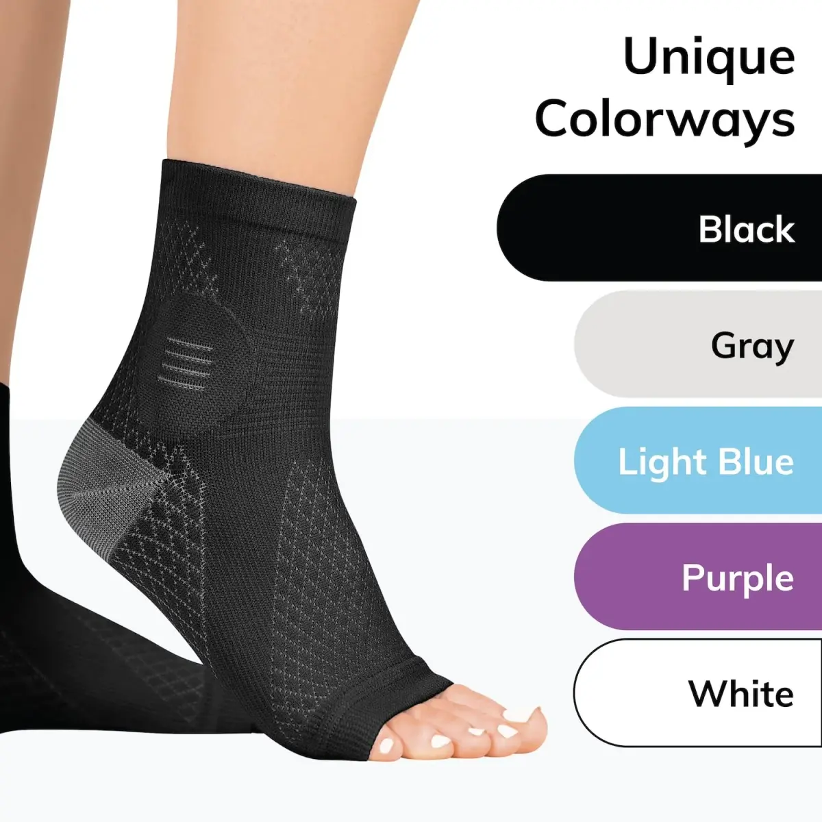 BraceAbility Neuropathy Socks (3 Pairs) - Small Black | Peripheral Compression Diabetic Toeless Foot Sleeves for Nerve Damage, Gout, Plantar Fasciitis Relief - view 6