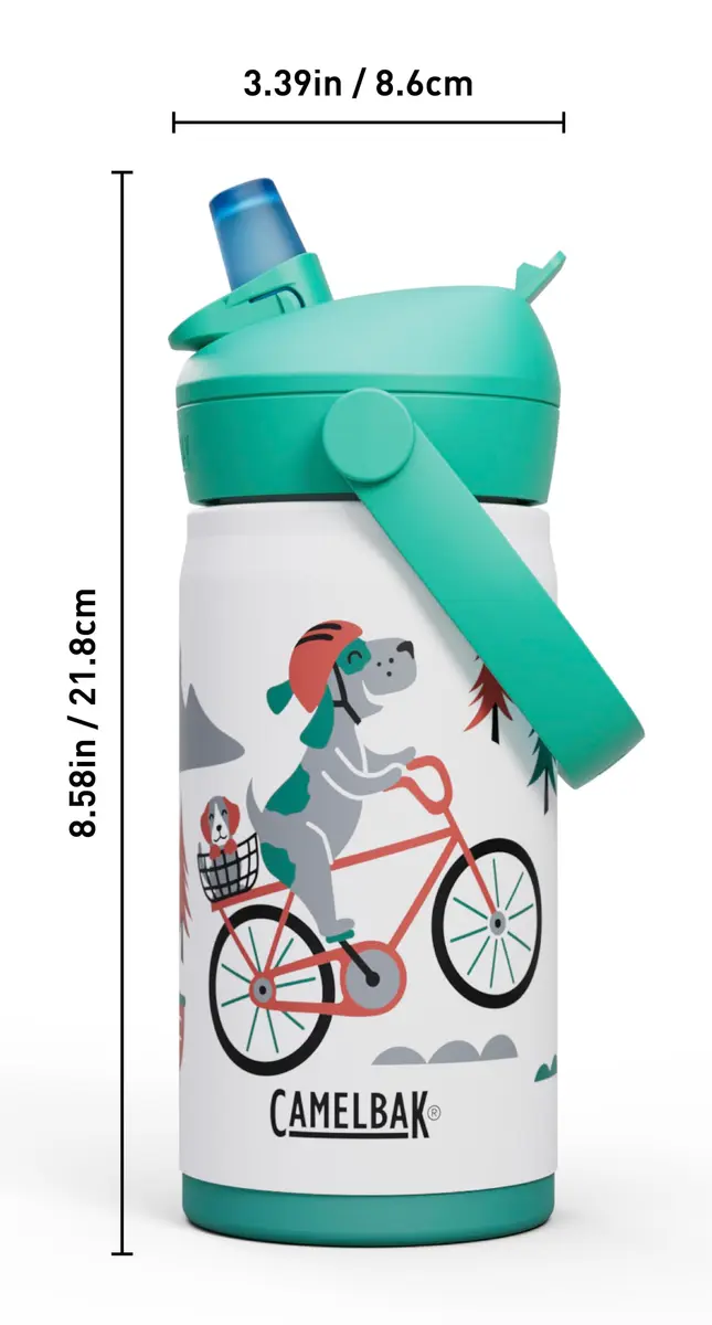 CamelBak Thrive Flip Straw Kids Water Bottle 12oz | Vacuum Insulated Stainless Steel, Leak-Proof, Biting Valve - view 3
