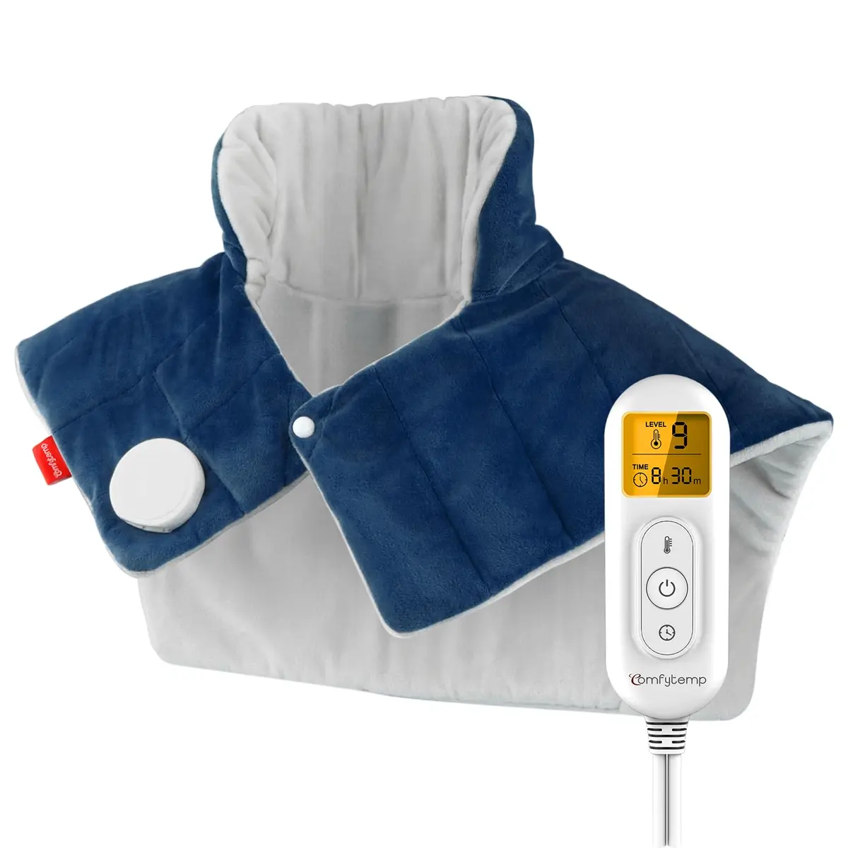 Comfytemp Weighted Heating Pad for Neck Shoulders Back 2.6lb 19"x23" Dark Blue | 9 Heat Settings & 11 Auto-Off Timers - main product image