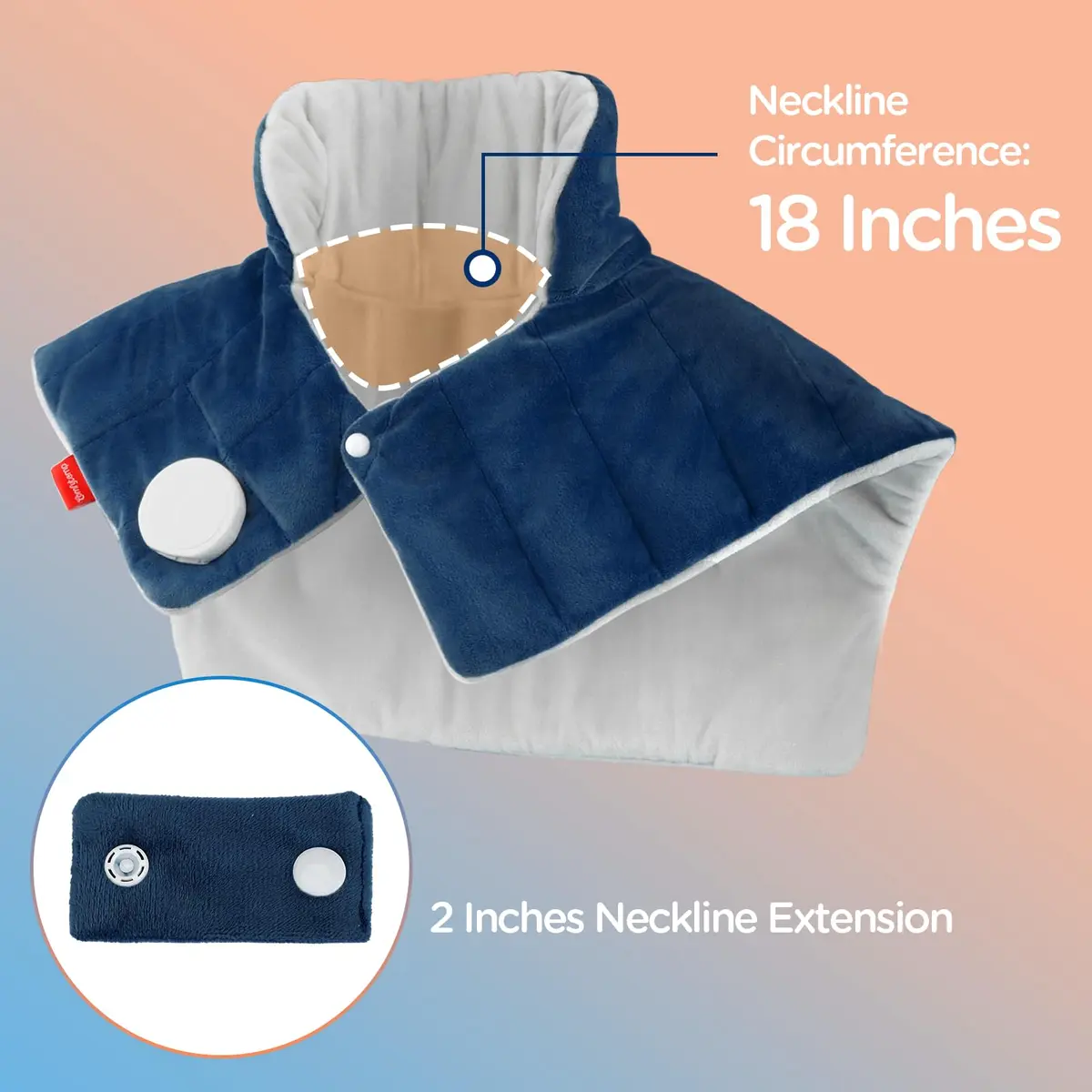 Comfytemp Weighted Heating Pad for Neck Shoulders Back 2.6lb 19"x23" Dark Blue | 9 Heat Settings & 11 Auto-Off Timers - view 7