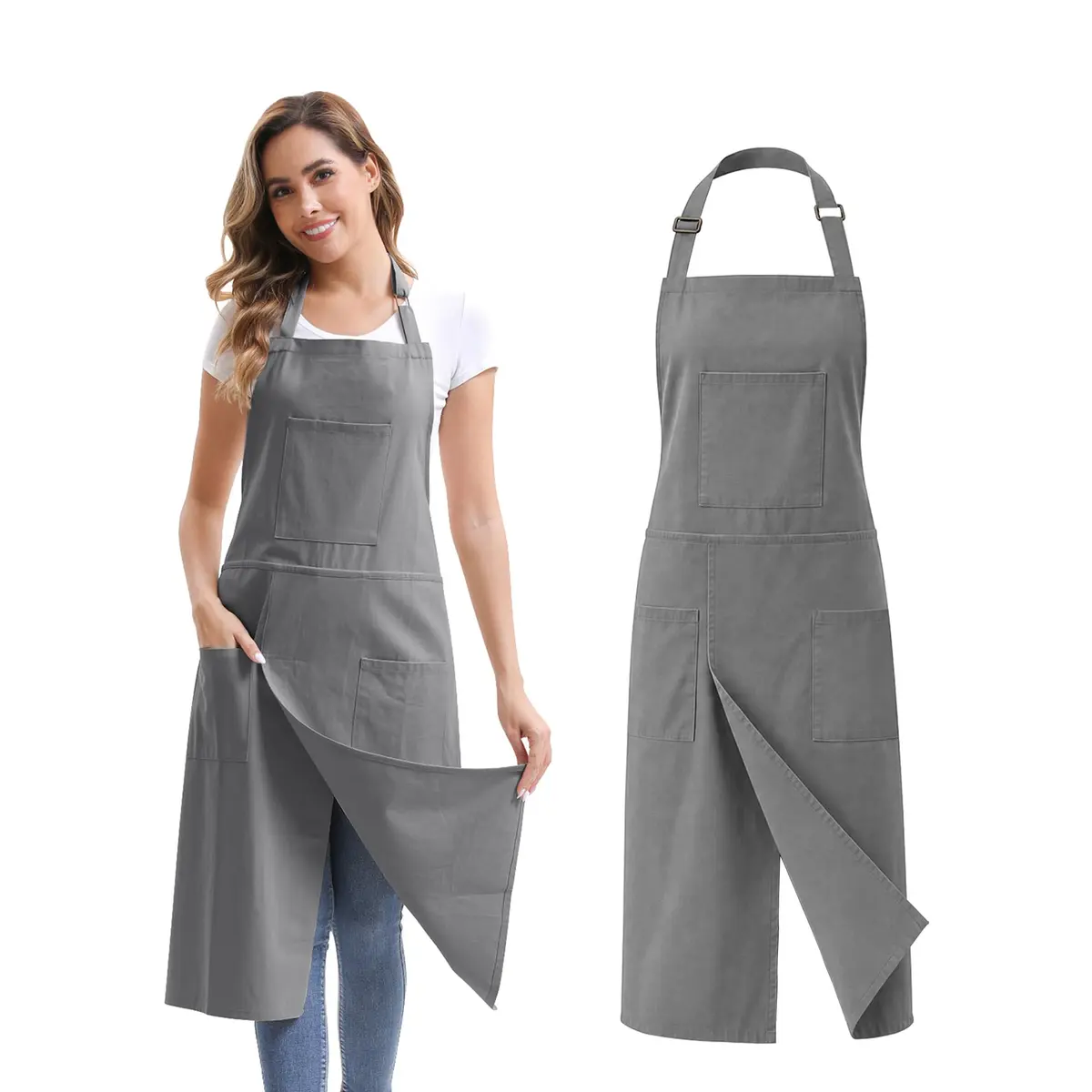Nanxson Split Leg Pottery Apron with 3 Pockets & Adjustable Buckle, 100cm (39.37in) Length - main product image