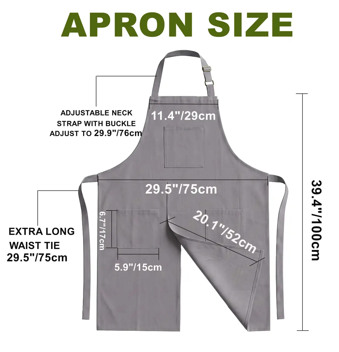 Nanxson Split Leg Pottery Apron with 3 Pockets & Adjustable Buckle, 100cm (39.37in) Length - view 6