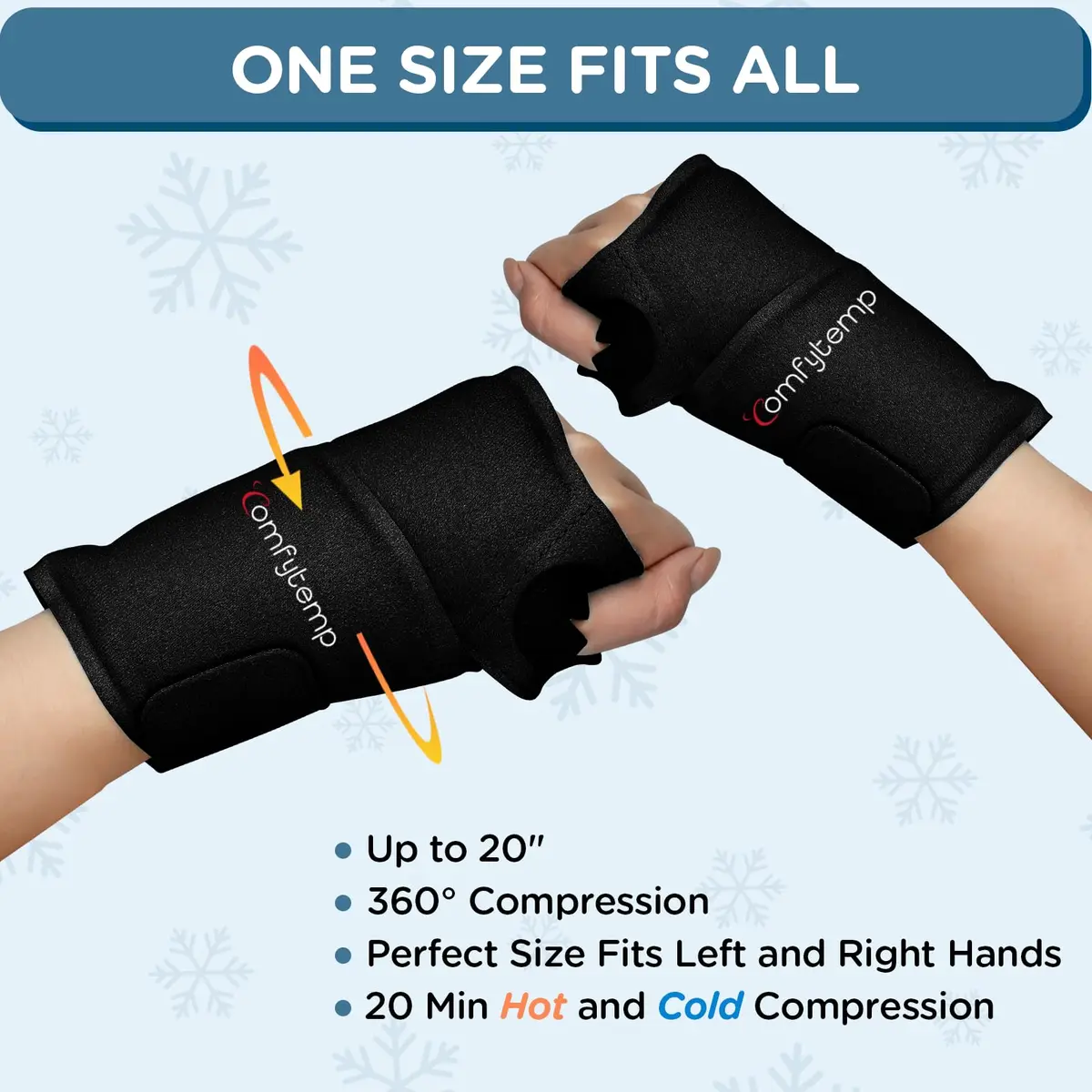 Comfytemp Wrist Ice Pack Wrap for Carpal Tunnel Relief 20"x4" Black | Reusable Gel Cold Pack for Hand & Wrist - view 3