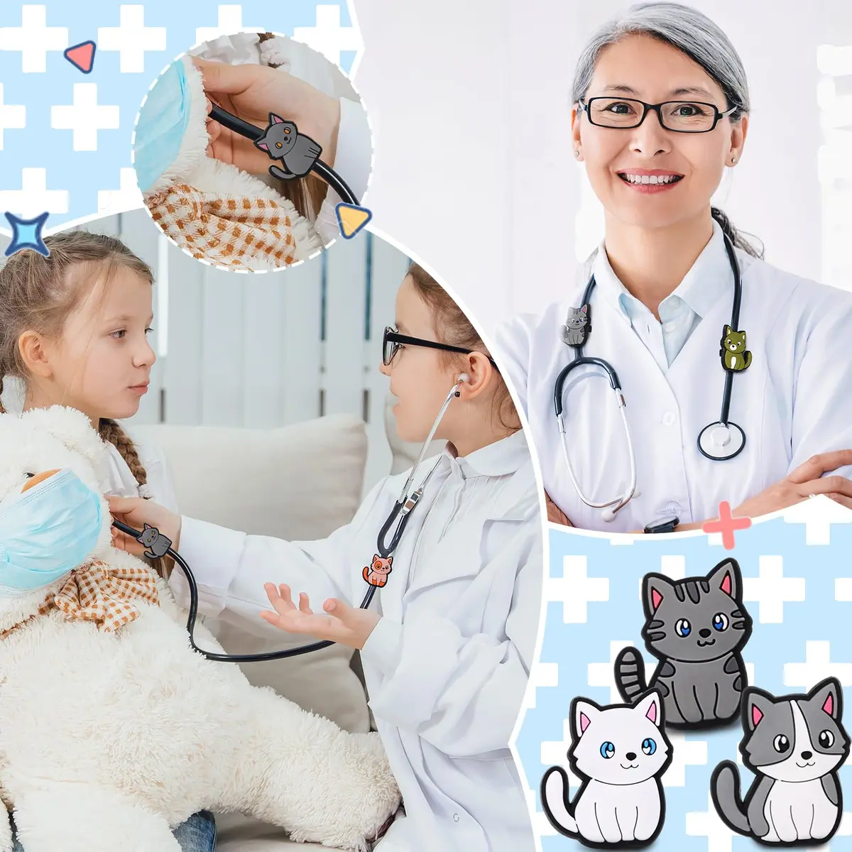 Soulchen 15 Pcs Cat Stethoscope Charm Tag for Nurse Cute and Adjustable | Fun Medical Accessory - view 6