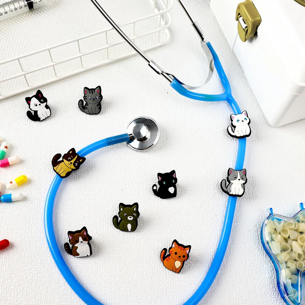 Soulchen 15 Pcs Cat Stethoscope Charm Tag for Nurse Cute and Adjustable | Fun Medical Accessory - view 4