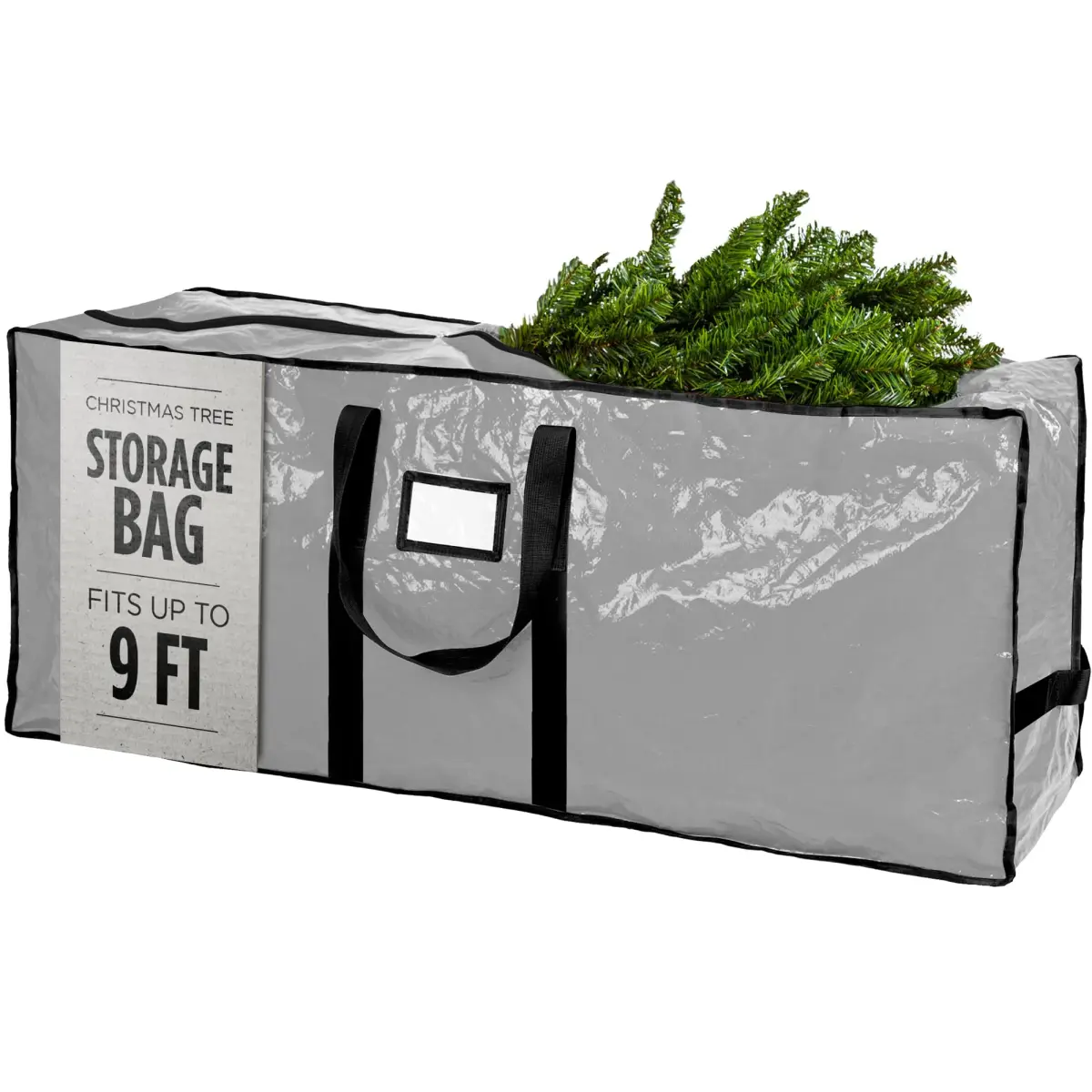 Handy Laundry Christmas Tree Storage Bag for 9 Foot Artificial Trees | Heavy Duty Waterproof Grey Bag with Handles - main product image