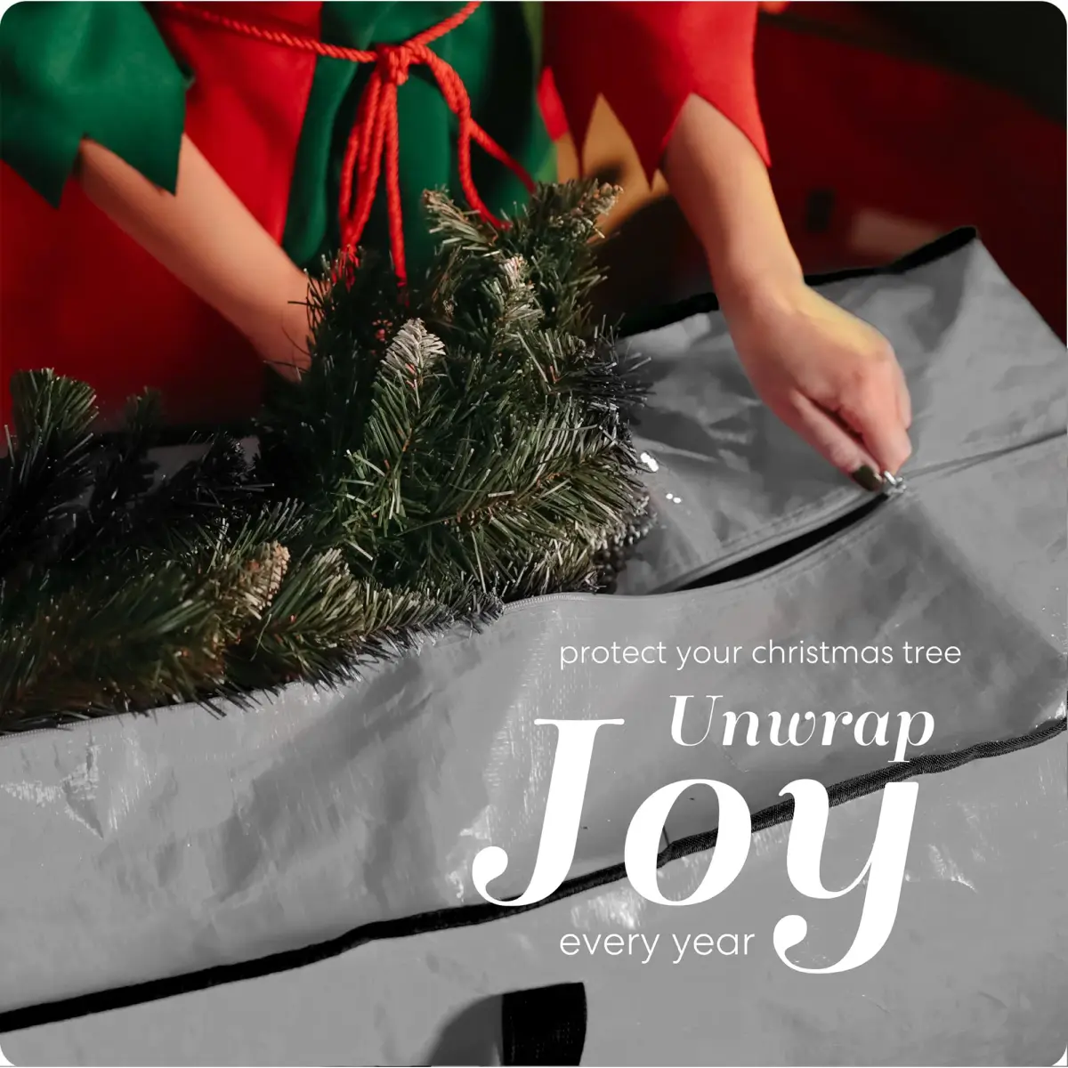 Handy Laundry Christmas Tree Storage Bag for 9 Foot Artificial Trees | Heavy Duty Waterproof Grey Bag with Handles - view 7