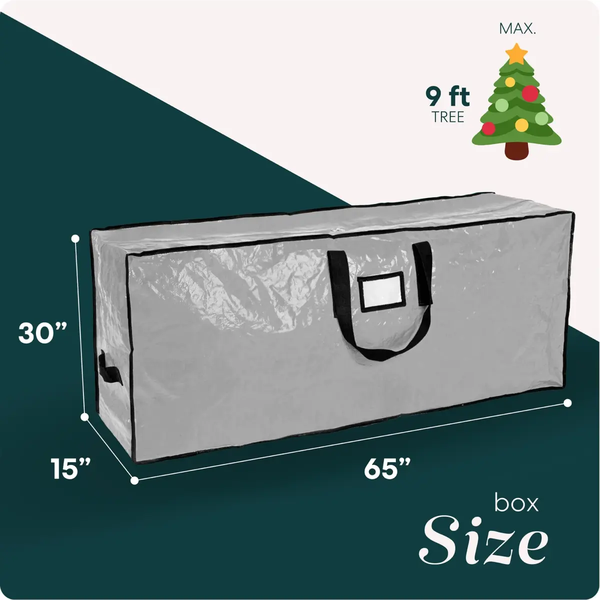Handy Laundry Christmas Tree Storage Bag for 9 Foot Artificial Trees | Heavy Duty Waterproof Grey Bag with Handles - view 3