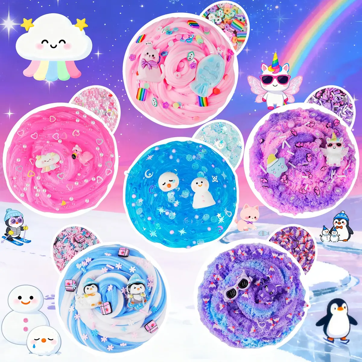 LAWOHO 6 Pack Animal Slime Kit Butter Cloud Squishy 360ml (12.17 Fl Oz) | ASTM-Tested Non-Toxic Toy - view 2