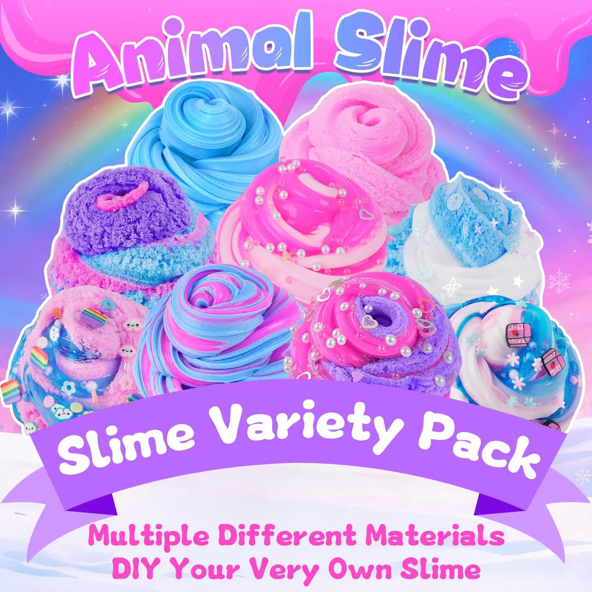 LAWOHO 6 Pack Animal Slime Kit Butter Cloud Squishy 360ml (12.17 Fl Oz) | ASTM-Tested Non-Toxic Toy - view 3
