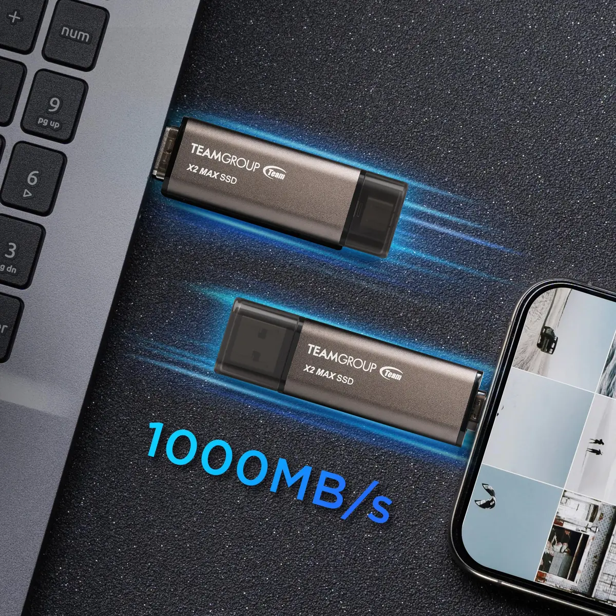 TEAMGROUP 2TB X2 MAX External SSD 1000MB/s | Titanium Color, USB 3.2 Gen2 - view 5
