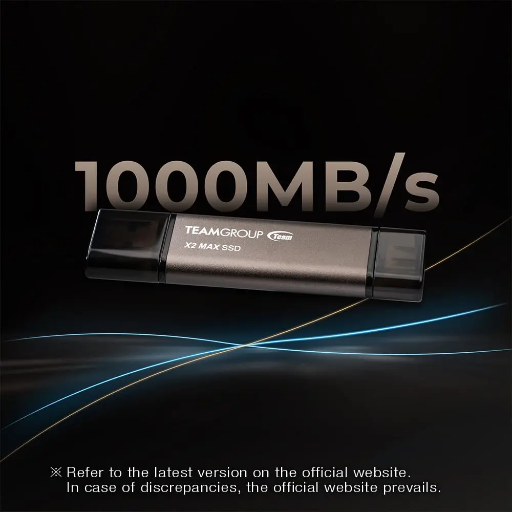 TEAMGROUP 2TB X2 MAX External SSD 1000MB/s | Titanium Color, USB 3.2 Gen2 - view 4