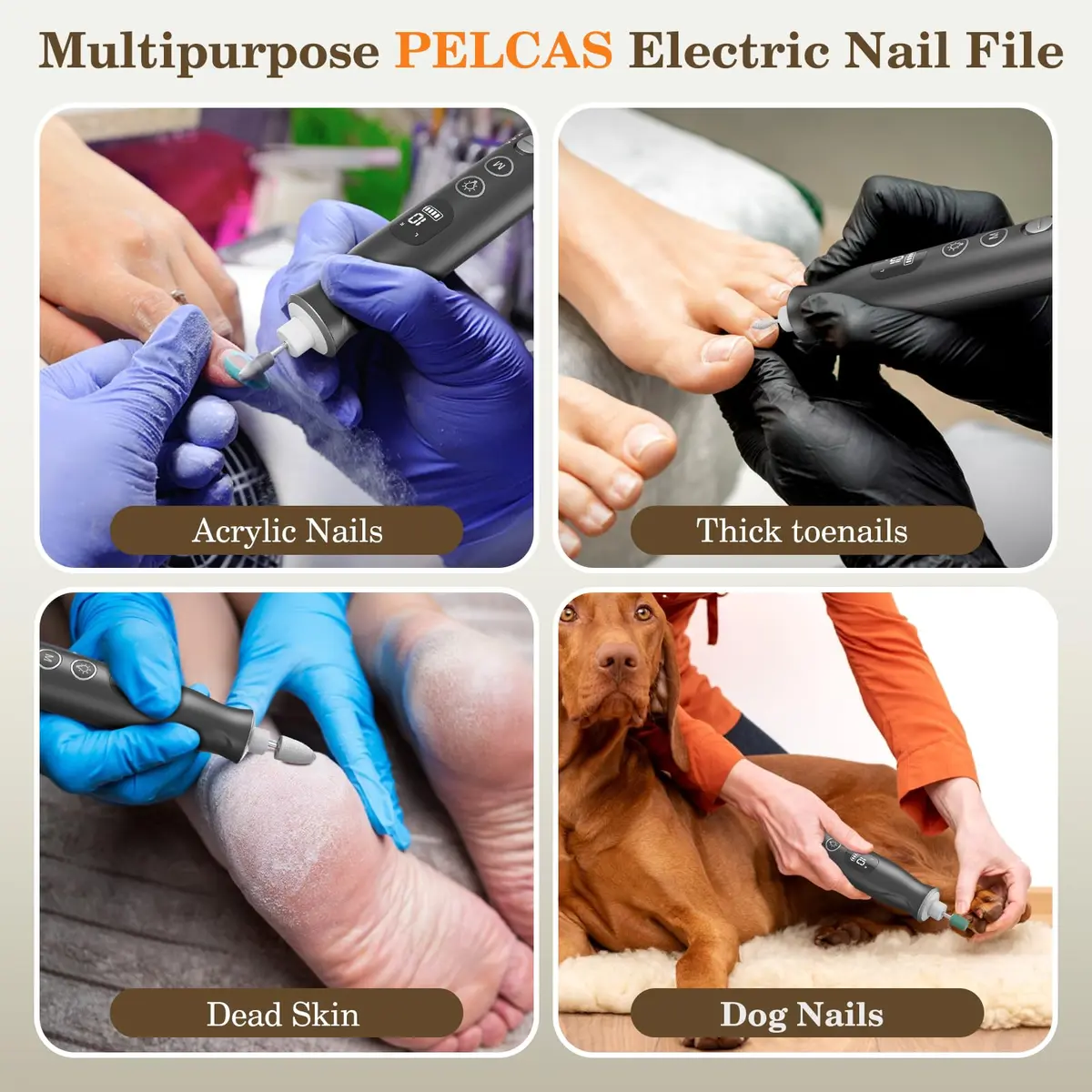 PELCAS Cordless Electric Nail Drill 6.5" x 1" | 10-Speed Portable Manicure & Pedicure Tool with LED Light - view 6