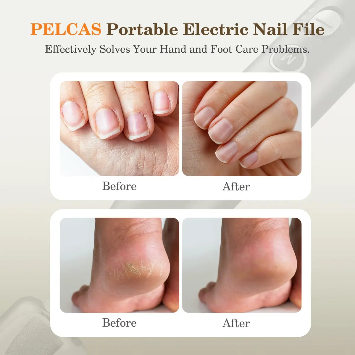 PELCAS Cordless Electric Nail Drill 6.5" x 1" | 10-Speed Portable Manicure & Pedicure Tool with LED Light - view 2