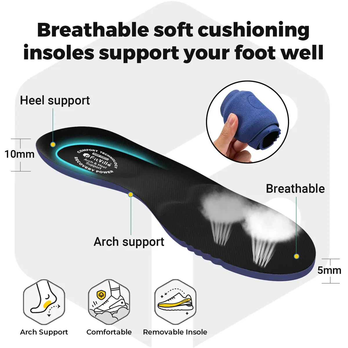 FitVille Diabetic Sandals for Men Wide Width with Arch Support Comfortable Mens Diabetic Sandals Fully Adjustable Straps Lightweight Black - view 4