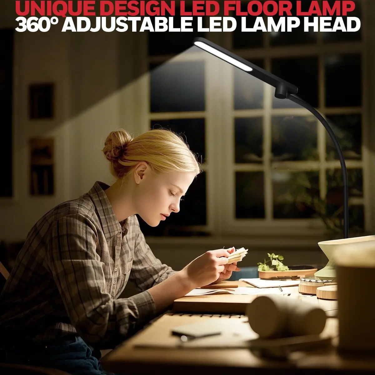 Honeywell LED Floor Lamp Dimmable Gooseneck 77" | Eye-Caring, Stepless Dimming, Modern Design - view 6