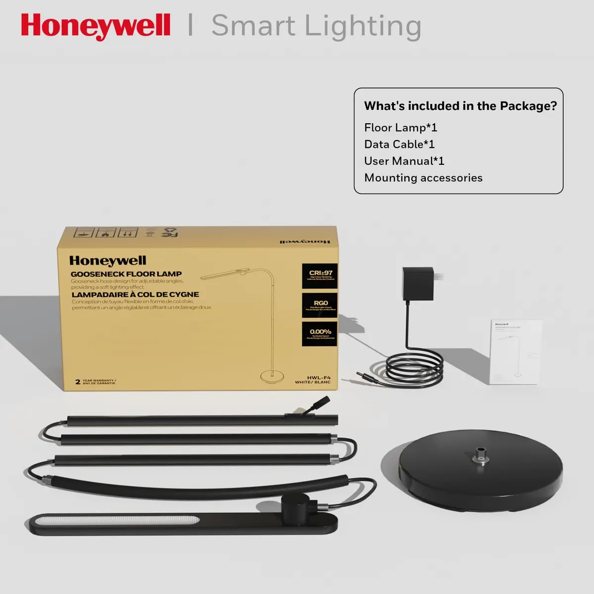 Honeywell LED Floor Lamp Dimmable Gooseneck 77" | Eye-Caring, Stepless Dimming, Modern Design - view 7