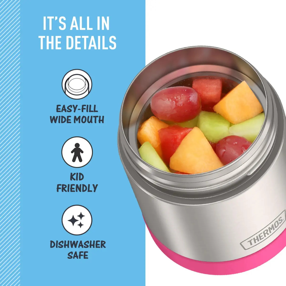 THERMOS Kids Food Jar 10oz Pink | Keeps Food Hot or Cold for Hours, BPA-Free - view 4