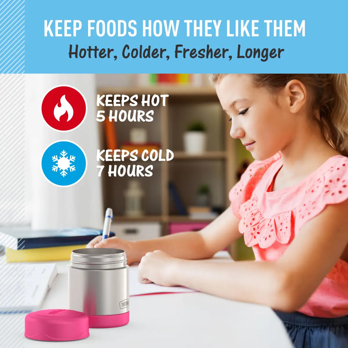 THERMOS Kids Food Jar 10oz Pink | Keeps Food Hot or Cold for Hours, BPA-Free - view 5