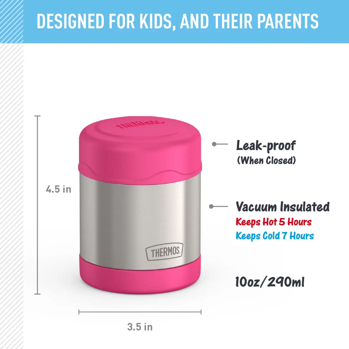 THERMOS Kids Food Jar 10oz Pink | Keeps Food Hot or Cold for Hours, BPA-Free - view 2