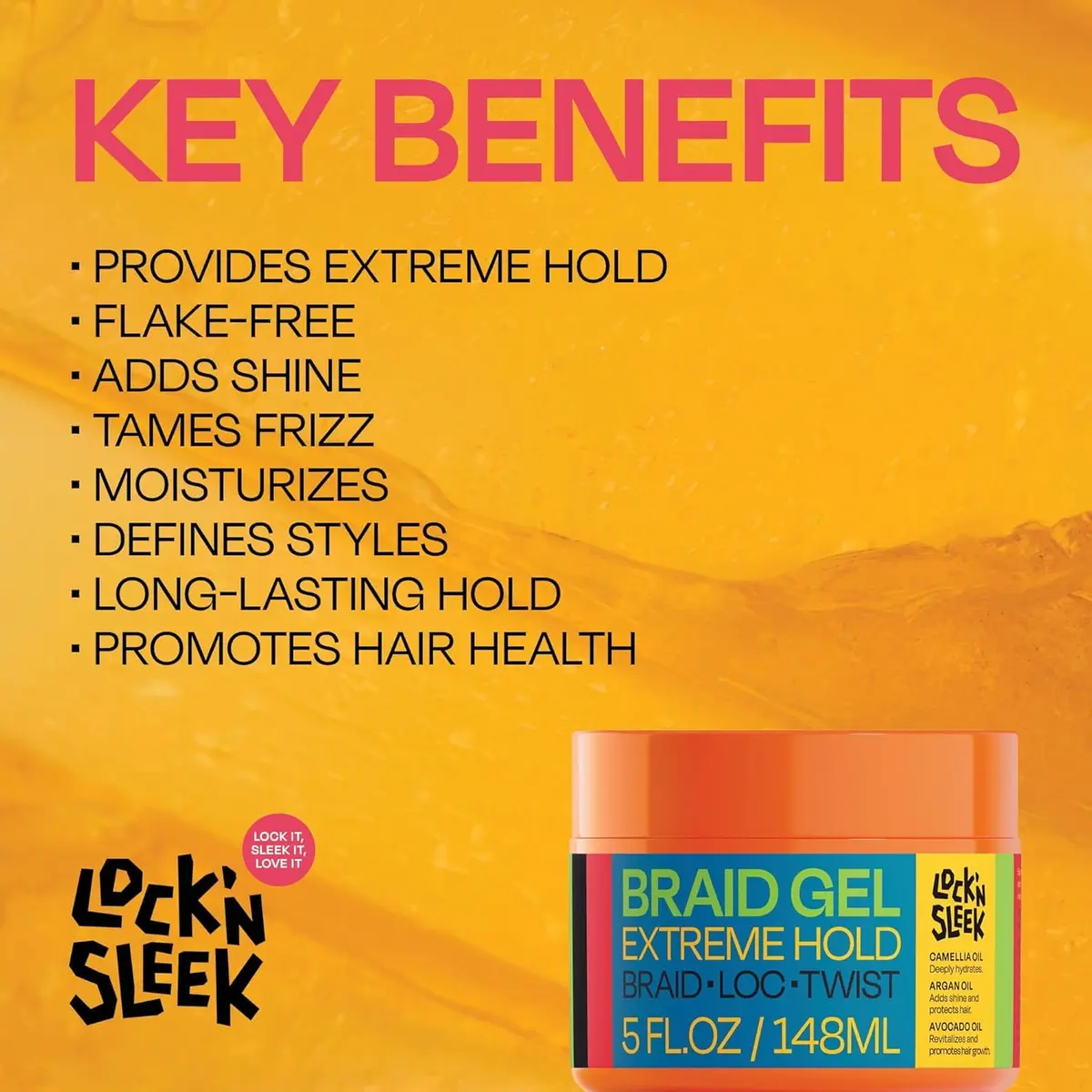 LOCK'N SLEEK Braid Gel 15oz Extreme Hold Flake-Free Edge Control for Locs | Humidity & Frizz Fighter - view 4