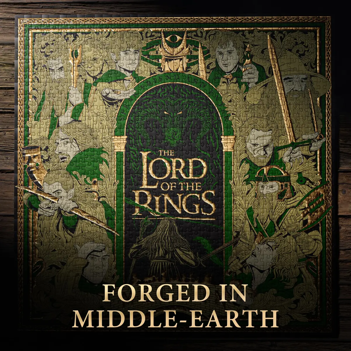 theory11 Lord of the Rings Jigsaw Puzzle - 1,000 Piece | Middle-earth Artwork with Gold & Green Foil (9.75 in x 8 in) - view 5