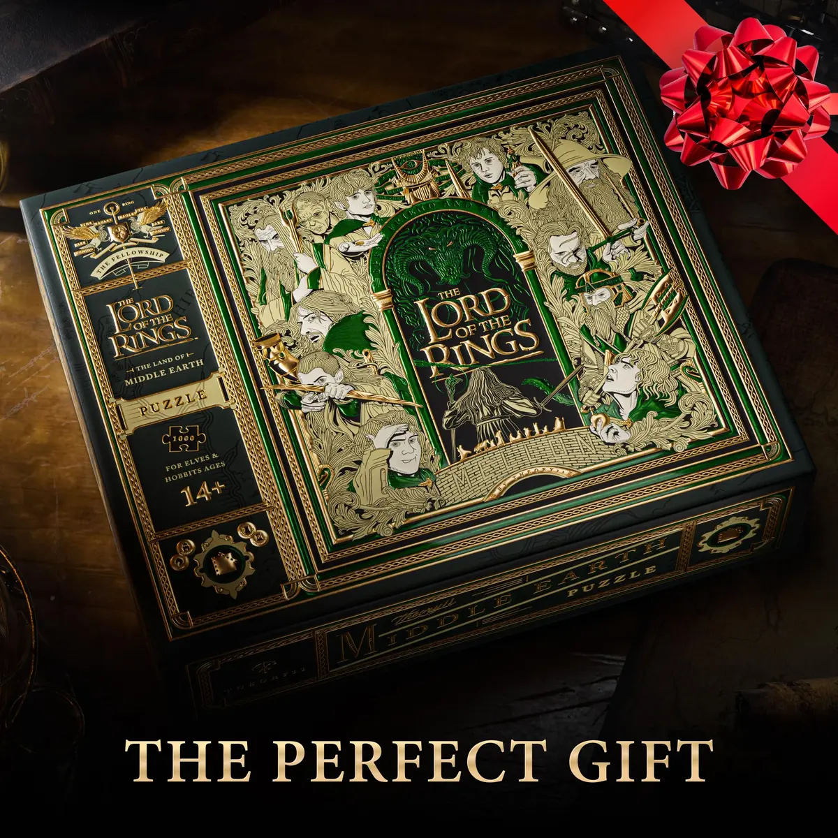 theory11 Lord of the Rings Jigsaw Puzzle - 1,000 Piece | Middle-earth Artwork with Gold & Green Foil (9.75 in x 8 in) - view 6