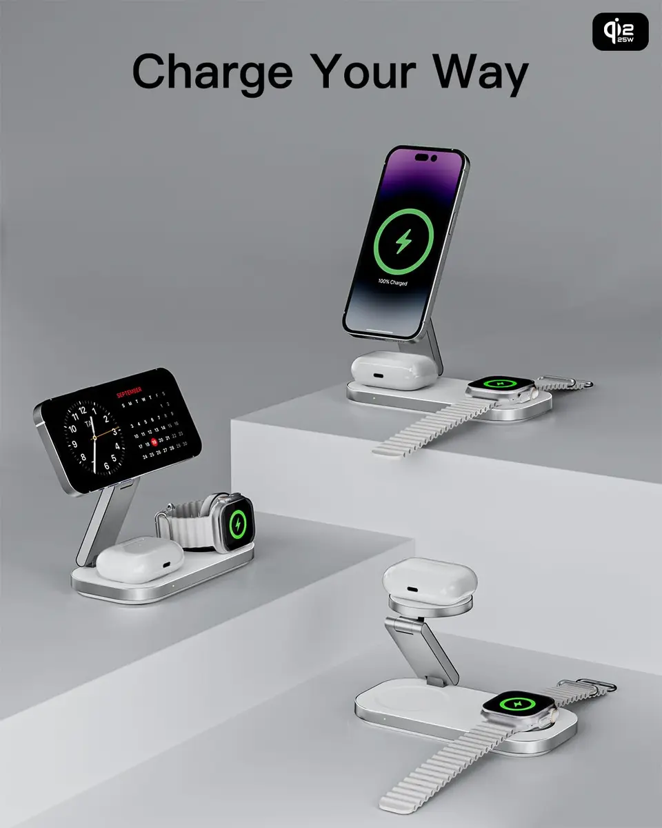 KEEPRO 3-in-1 Charging Station for Apple Devices | Qi2 25W Fast Wireless MagSafe Stand - view 6