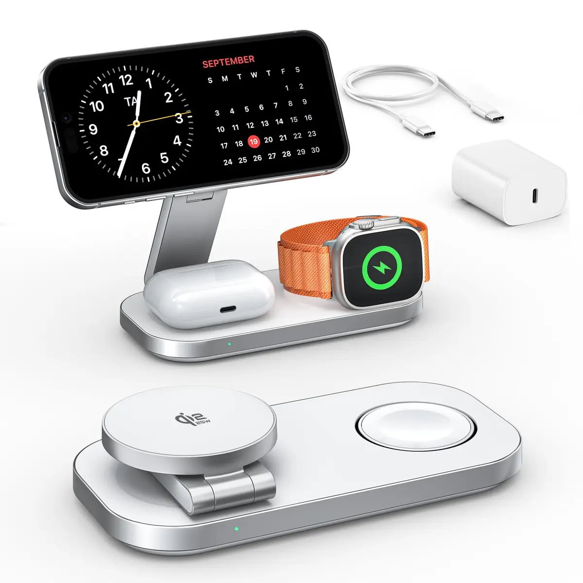 KEEPRO 3-in-1 Charging Station for Apple Devices | Qi2 25W Fast Wireless MagSafe Stand - main product image