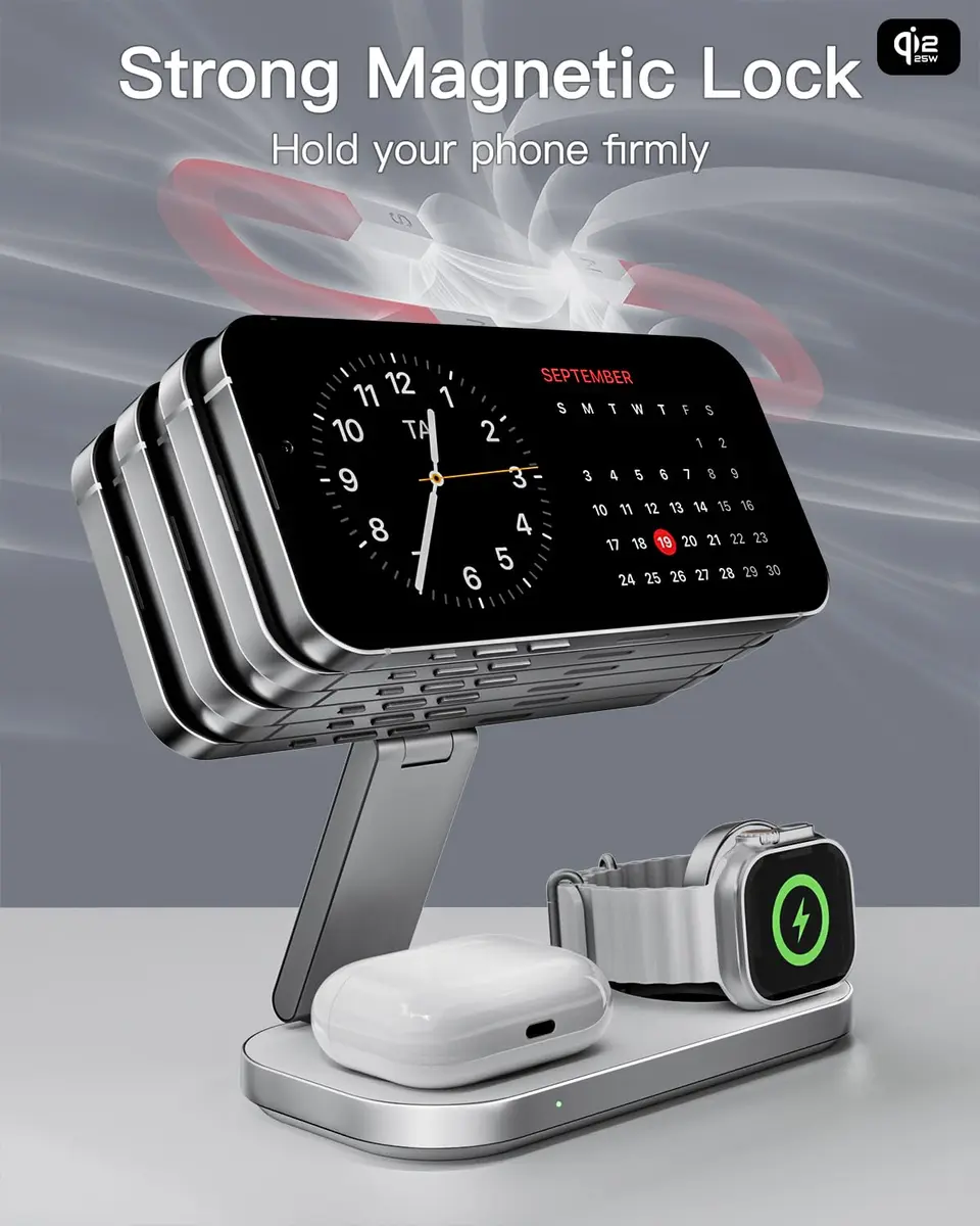 KEEPRO 3-in-1 Charging Station for Apple Devices | Qi2 25W Fast Wireless MagSafe Stand - view 8