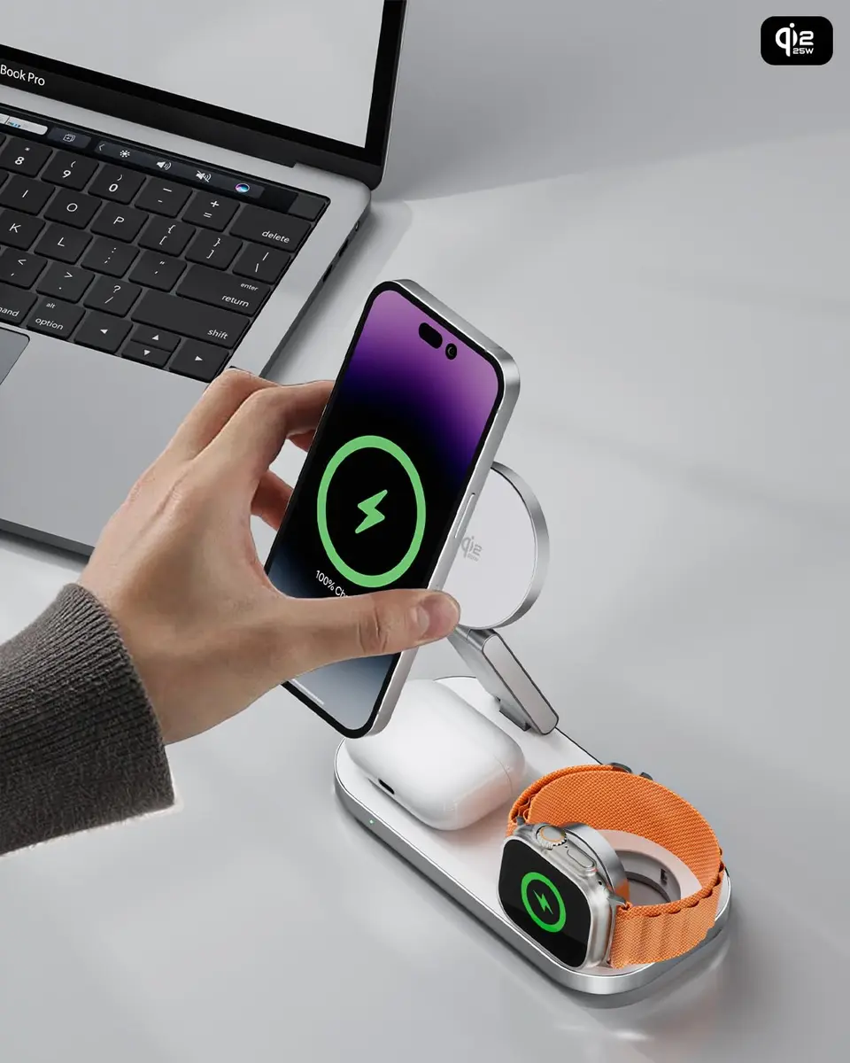 KEEPRO 3-in-1 Charging Station for Apple Devices | Qi2 25W Fast Wireless MagSafe Stand - view 3