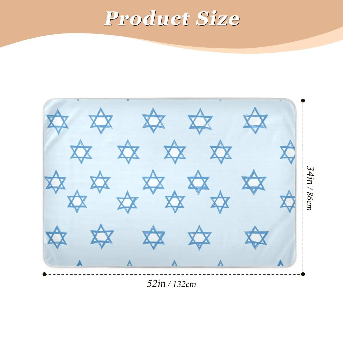 miaozhen Jewish Holiday Star of David Extra Large Reusable Training Pee Pads 52" x 34" | Soft Absorbent Potty Training Pad for Kids Adults Pets - view 2