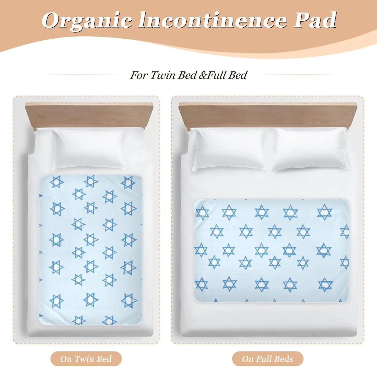 miaozhen Jewish Holiday Star of David Extra Large Reusable Training Pee Pads 52" x 34" | Soft Absorbent Potty Training Pad for Kids Adults Pets - view 4