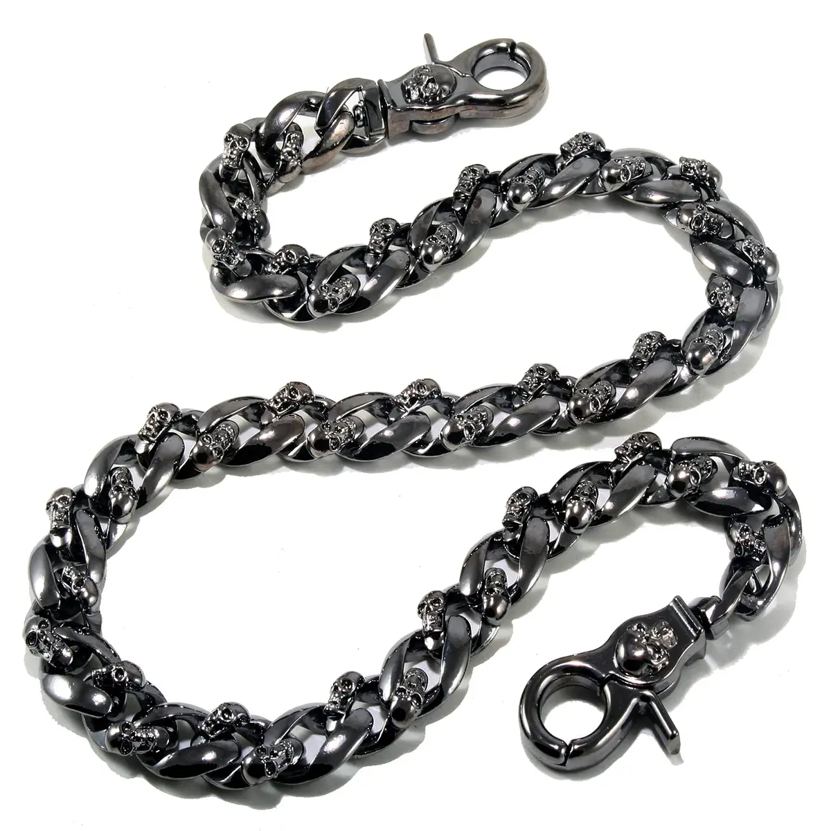 Double K Wallet Chain 22" Black Skull Symbol | Heavy Chrome Steel Accessory - main product image