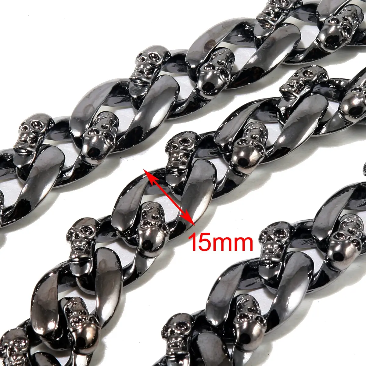 Double K Wallet Chain 22" Black Skull Symbol | Heavy Chrome Steel Accessory - view 5