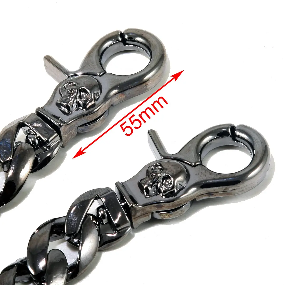 Double K Wallet Chain 22" Black Skull Symbol | Heavy Chrome Steel Accessory - view 6