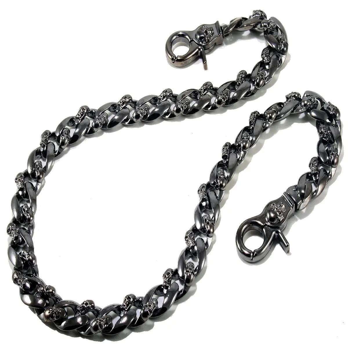 Double K Wallet Chain 22" Black Skull Symbol | Heavy Chrome Steel Accessory - view 2