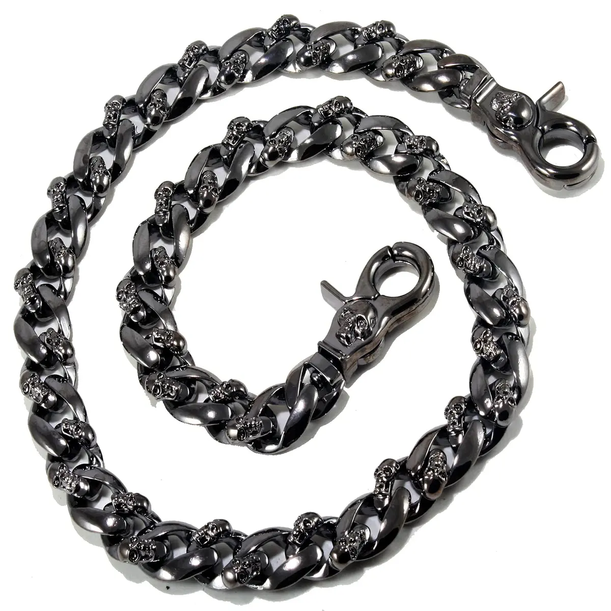 Double K Wallet Chain 22" Black Skull Symbol | Heavy Chrome Steel Accessory - view 4