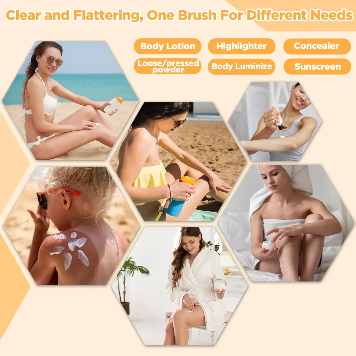 QJKLWV Self Tanner Brush, Rose Gold | Body & Face Makeup Applicator for Tan & Bronzer - view 3